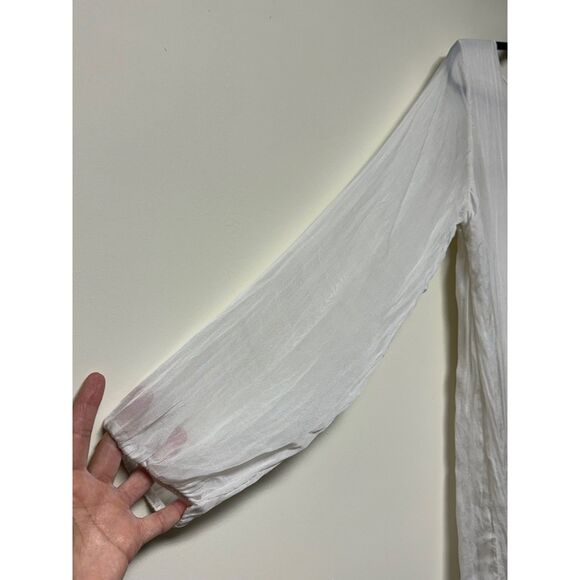 CARLA CONTI ITALY 100% Silk Fully Lined Tunic Crochet Trim, Sz L - Picture 3 of 10